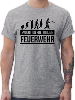 Shirtracer T-Shirt Evolution freiwillige Feuerwehr Blau/Grau/Silber/Hellblau