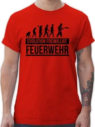 Shirtracer T-Shirt Evolution freiwillige Feuerwehr Rot/Grau