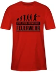 Shirtracer T-Shirt Evolution freiwillige Feuerwehr Rot/Grau