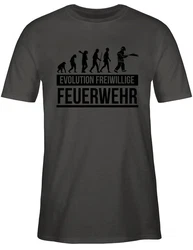 Shirtracer T-Shirt Evolution freiwillige Feuerwehr Grau/Dunkelgrün/Beige/Blau/Braun/Schwarz