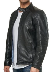 Tazzio Jacke Lederjacke 19707 Schwarz/Grau/Creme
