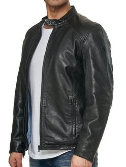 Tazzio Jacke Lederjacke 19707 Schwarz/Grau/Creme