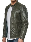 Tazzio Lederjacke 19709 Herren Biker-Look Dunkelgrün/Grün