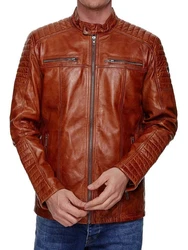 Tazzio Lederjacke 19709 Herren Biker-Look Rot/Braun/Orange