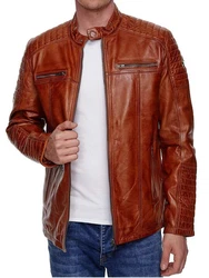 Tazzio Lederjacke 19709 Herren Biker-Look Rot/Braun/Orange