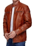 Tazzio Lederjacke 19709 Herren Biker-Look Rot/Braun/Orange
