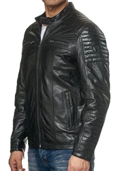 Tazzio Lederjacke 19709 Herren Biker-Look Schwarz/Dunkelgrün