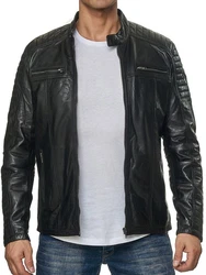 Tazzio Lederjacke 19709 Herren Biker-Look Schwarz/Dunkelgrün