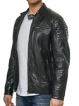 Tazzio Lederjacke 19709 Herren Biker-Look Schwarz/Dunkelgrün