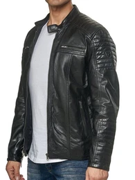 Lederjacke 19709 Herren Echtleder Leder Jacke im Biker-Look