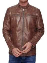 Tazzio Lederjacke 19709 Herren Biker-Look Braun/Dunkelbraun