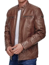 Tazzio Lederjacke 19709 Herren Biker-Look Braun/Dunkelbraun
