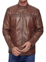 Lederjacke 19709 Herren Echtleder Leder Jacke im Biker-Look