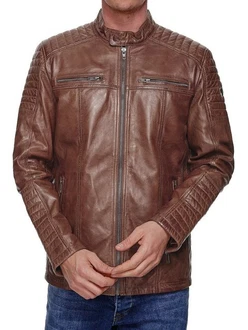 Tazzio Lederjacke 19709 Herren Biker-Look Braun/Dunkelbraun