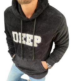 Kapuzenpullover Herren Teddyfell Hoodie Kapuzenpullover Fleece Winter Plsch-Hoodie 80% Baumwolle, 20% Polyester