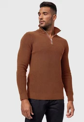 Indicode Strickpullover Mayer Braun/Orange/Rot