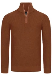 Indicode Strickpullover Mayer Braun/Orange/Rot