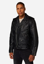 Lederjacke Brando stylische Biker-Jacke hochwertiges Bffel-Leder