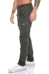 Cipo & Baxx Cargohose Herren Cargo Jeans Hose Dunkelgrün/Khaki/Grün