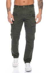 Cipo & Baxx Cargohose Herren Cargo Jeans Hose Dunkelgrün/Khaki/Grün