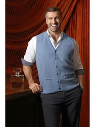 Charles Colby Strickweste KEVAN Blau/Grau/Hellblau