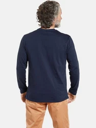 Jan Vanderstorm Langarmshirt ELION Dunkelblau/Braun