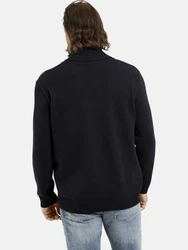 Jan Vanderstorm Schalkragenpullover HAMAR Dunkelblau/Schwarz/Rot
