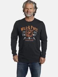 Jan Vanderstorm Langarmshirt STAAF Schwarz/Blau/Braun