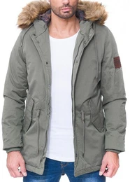 Winterjacke Kapuzen Jacke BA-CM150 (1-St) mit Kunstfell Kragen und Patches