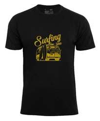Cotton Prime T-Shirt Urlaub Meer Ozean Surfing Time Print Gelb/Lila/Gold
