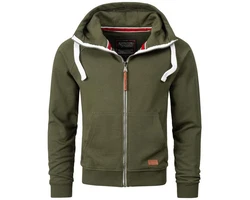 Alessandro Salvarini Herren Sweatjacke Kapuzenpullover Jacke Kapuze Hoodie Sweater AS192 Dunkelgrün