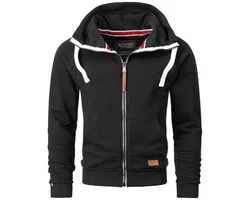 Alessandro Salvarini Herren Sweatjacke Kapuzenpullover Jacke Kapuze Hoodie Sweater AS192 Schwarz/Creme