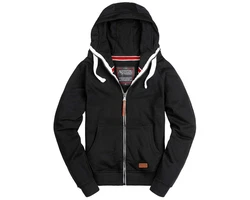 Alessandro Salvarini Herren Sweatjacke Kapuzenpullover Jacke Kapuze Hoodie Sweater AS192 Schwarz/Creme