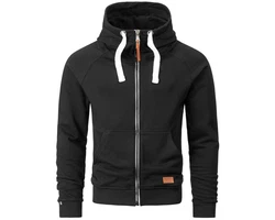 Alessandro Salvarini Herren Sweatjacke Kapuzenpullover Jacke Kapuze Hoodie Sweater AS192 Schwarz/Creme