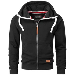 Alessandro Salvarini Herren Sweatjacke Kapuzenpullover Jacke Kapuze Hoodie Sweater AS192 Schwarz/Creme