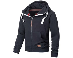 Alessandro Salvarini Herren Sweatjacke Kapuzenpullover Jacke Kapuze Hoodie Sweater AS192 Dunkelblau/Hellblau