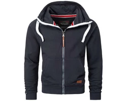 Alessandro Salvarini Herren Sweatjacke Kapuzenpullover Jacke Kapuze Hoodie Sweater AS192 Dunkelblau/Hellblau