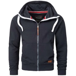 Alessandro Salvarini Herren Sweatjacke Kapuzenpullover Jacke Kapuze Hoodie Sweater AS192 Dunkelblau/Hellblau
