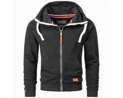 Alessandro Salvarini Herren Sweatjacke Kapuzenpullover Jacke Kapuze Hoodie Sweater AS192 Schwarz/Dunkelgrau