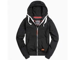 Alessandro Salvarini Herren Sweatjacke Kapuzenpullover Jacke Kapuze Hoodie Sweater AS192 Schwarz/Dunkelgrau