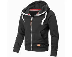 Alessandro Salvarini Herren Sweatjacke Kapuzenpullover Jacke Kapuze Hoodie Sweater AS192 Schwarz/Dunkelgrau