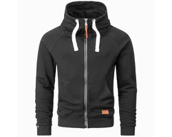 Alessandro Salvarini Herren Sweatjacke Kapuzenpullover Jacke Kapuze Hoodie Sweater AS192 Schwarz/Dunkelgrau