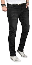 Alessandro Salvarini Straight-Jeans ASGenova Schwarz/Dunkelgrau/Orange