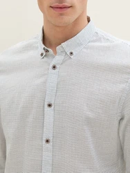 TOM TAILOR Denim Langarmhemd Grau/Weiß