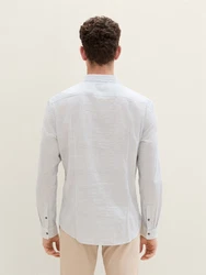 TOM TAILOR Denim Langarmhemd Grau/Weiß