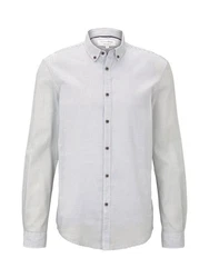 TOM TAILOR Denim Langarmhemd Grau/Weiß