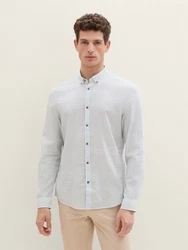 TOM TAILOR Denim Langarmhemd Grau/Weiß