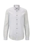 TOM TAILOR Denim Langarmhemd Grau/Weiß
