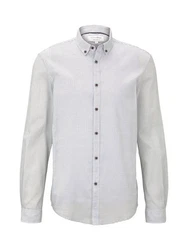 TOM TAILOR Denim Langarmhemd Grau/Weiß