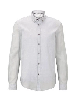 TOM TAILOR Denim Langarmhemd Grau/Weiß